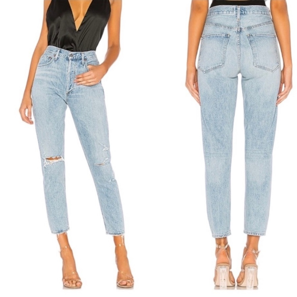 AGOLDE Jamie Classic High Rise Distressed Button fly Jeans Women’s 28 Ripped
